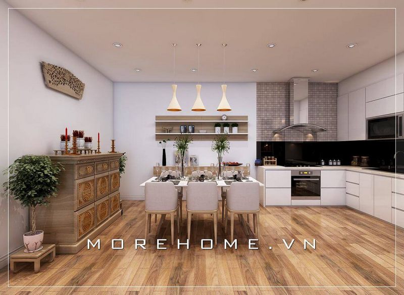  #14 Ý tưởng thiết kế chung cư với tủ bếp gỗ công nghiệp acrylic đẹp